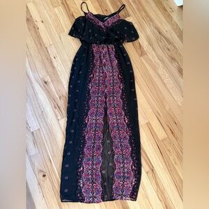 Express Black and Pink Patterned Maxi Dress